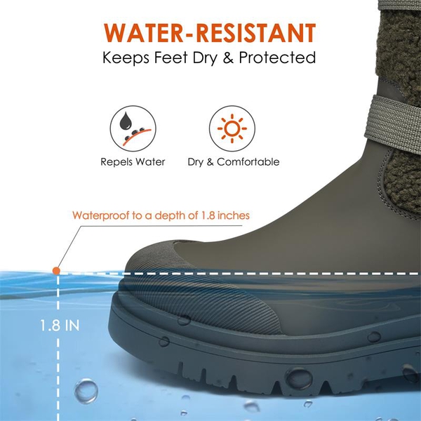Waterproof Fur Lining Mid Calf Snow Boots - OLIVE GREEN - 5